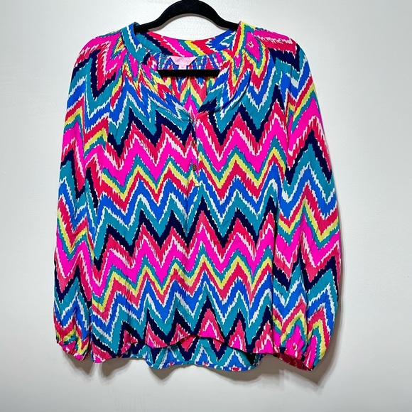 Lilly Pulitzer Multi Hearts a Flutter Elsa Top -XS - Picture 1 of 4